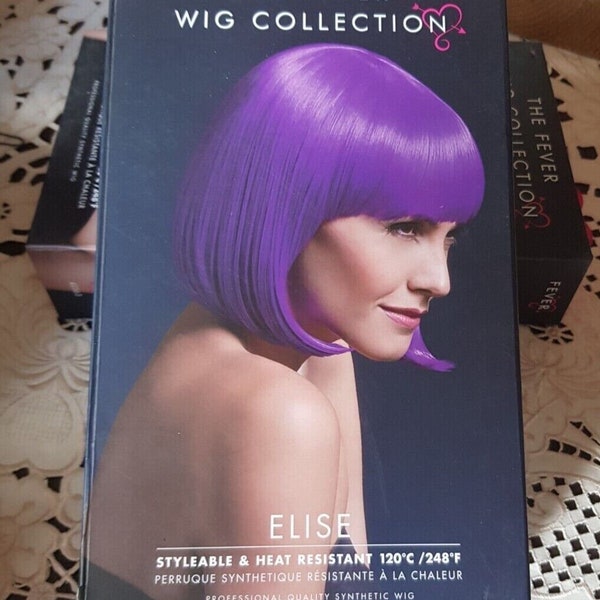 NEW Fever High Quality Elise Wig, Purple, Sleek Bob with Fringe, 33cm / 13in