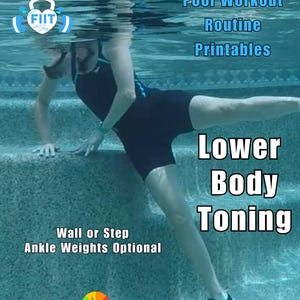 Pooltrainingskaarten "Aqua Fitness onderlichaamversteviging met muur / opstap" Versterkende oefenkaarten - foto's en beschrijvingen - pdf-download
