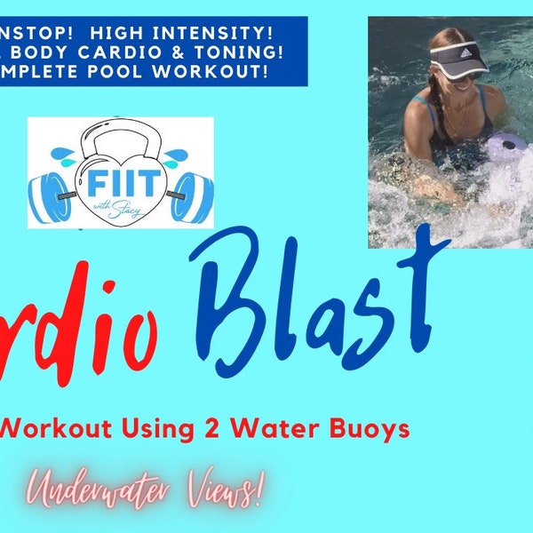 Pool Workout PRINTABLE "Cardio Blast"- Pool Routine with 2 Buoys -  Aqua Exercise Cards with pictures - High Quality, Instant Download