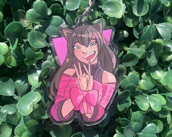 Tsuma-ASMR Ribbon Bound Keychain [VTuber] [Double Sided Keychain] [Art by @hinewguy_ ]