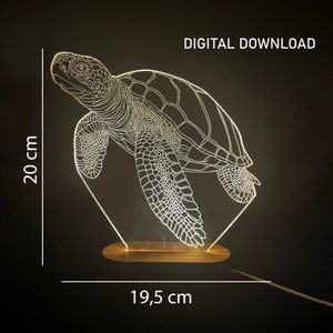 Lasergesneden digitale bestanden voor schildpad led-lampontwerp, decoratieve acryl-optische illusie, perfect cadeau voor natuurliefhebbers