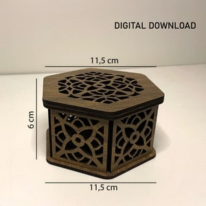 Hexagon Decorative Box Laser Cut Files: Jewelry Storage (Digital Download)
