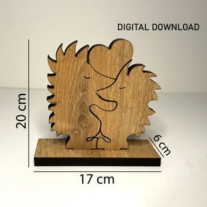 Igel Valentinstag Laser Cut Dateien, charmante 20x17x6 cm Designs für persönliche Projekte, einzigartiges Geschenk zum Valentinstag