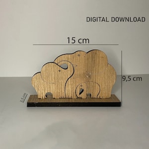 Olifant familie-object lasersnijbestanden, ontwerpen voor persoonlijke projecten (bruikbaar hout van 3-4-5 mm), uniek cadeau voor geliefden en familie