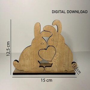 Kaninchen Valentinstag Laser Cut Dateien, Designs für persönliche Projekte (verwendbar 3 mm, 4 mm, 5 mm Holz), Einzigartiges Geschenk zum Valentinstag