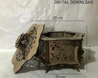 Laser Cut Decorative Box Files, Intricate Design, SVG DXF (Digital Download)