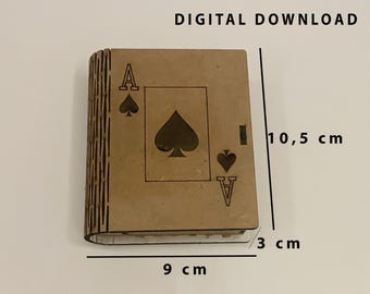 Laser Cut Playing Card Box: SVG DXF EPS Files (Digital Download)