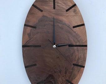 Wooden wall clock Walnut wood clock. Minimalist clock silent. Modern wall decoration