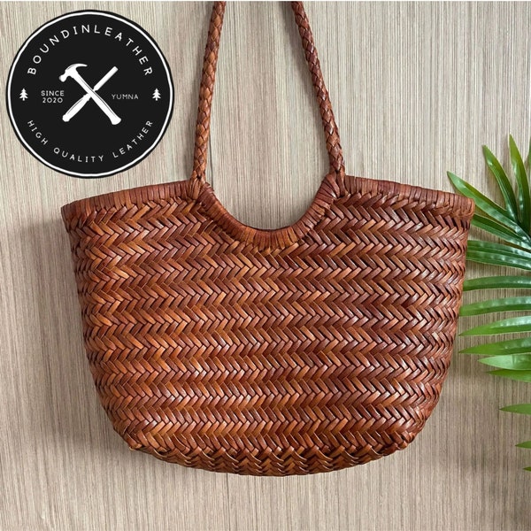 Genuine Leather Cow Woven Bag Small And Big Tote Bag - Gifts For Wife And Sisters