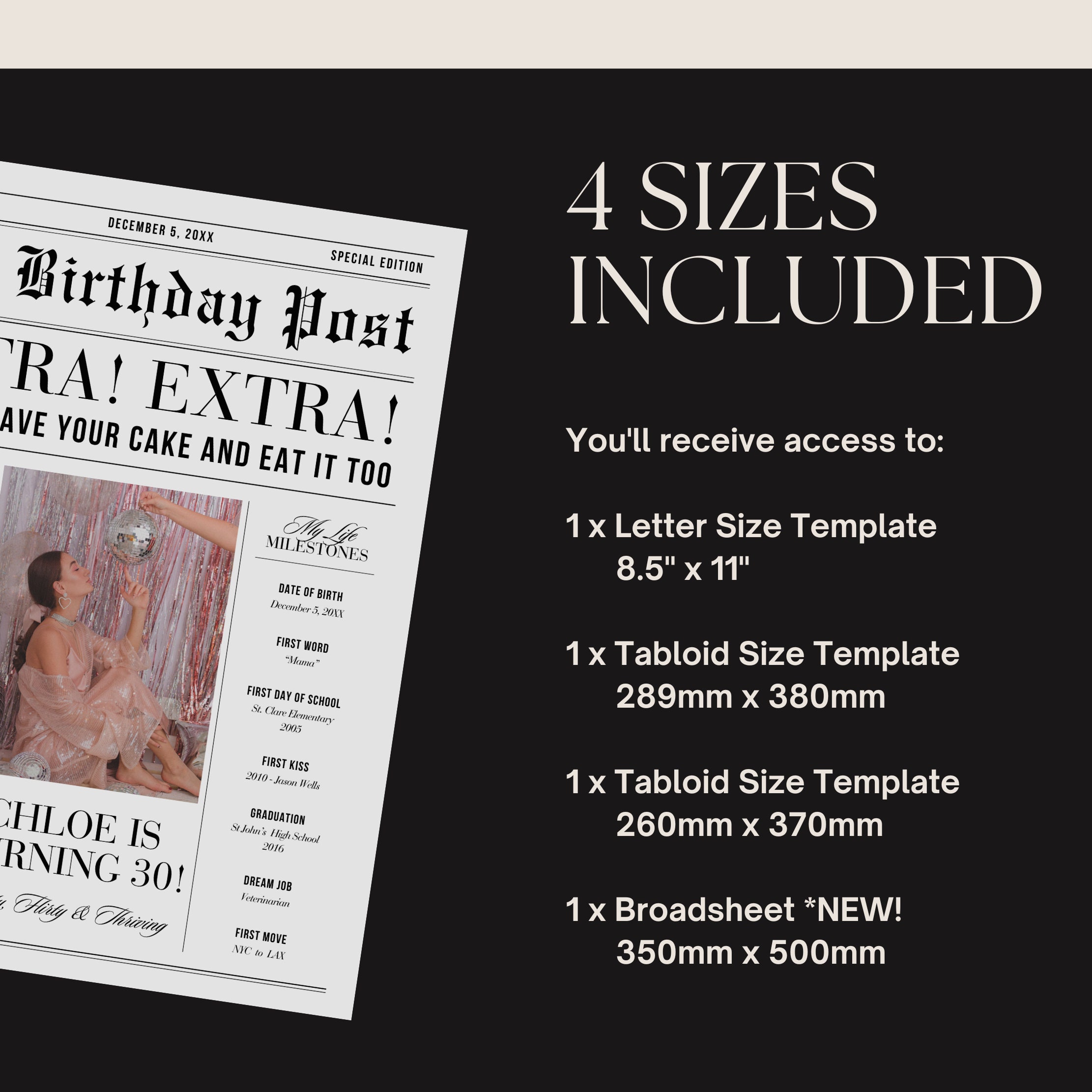 Birthday Newspaper Template 2 Page Canva Editable Birthday Etsy Birthday Newspaper Template 2 Page Canva Editable Birthday Etsy