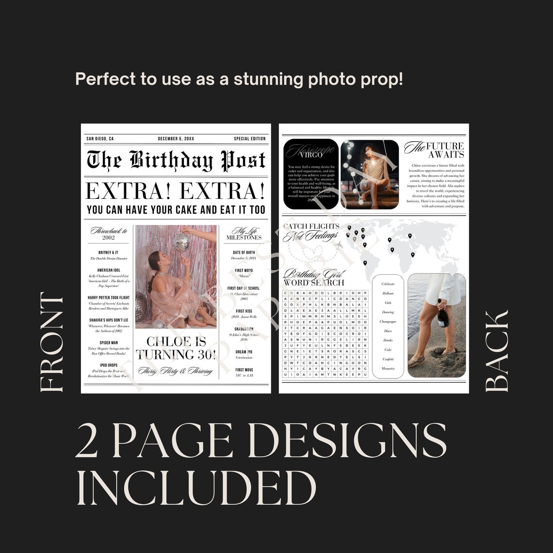 Birthday Newspaper Template 2 Page Canva Editable Birthday Etsy Birthday Newspaper Template 2 Page Canva Editable Birthday Etsy