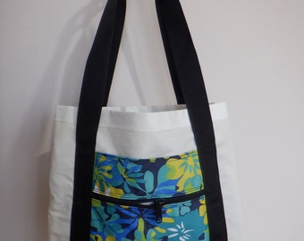 Recycled sail large sized Tote bag (16" x 16" x 7")