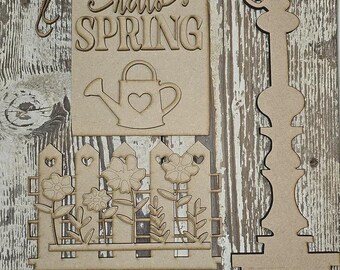 Hello Spring Blade Sign Insert with Post Sign Holder - Interchangeable