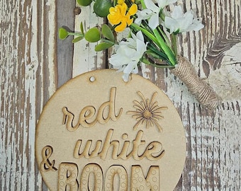 Round Red, White & BOOM Sign Only