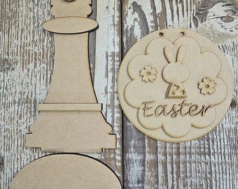 Round Easter Sign with Sign Stand - Interchangeable