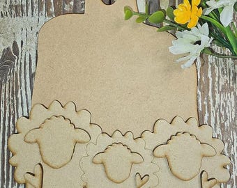 Family of Sheep with Cutting Board
