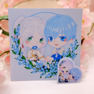 Frieren Beyond Journey's End, Frieren and Himmel Couple, Chibi Sticker and Print Set,Cute Couple Art, Adorable Illustration, Anime Love Gift