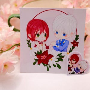 Pegatina de la pareja de Blancanieves y el pelo rojo
