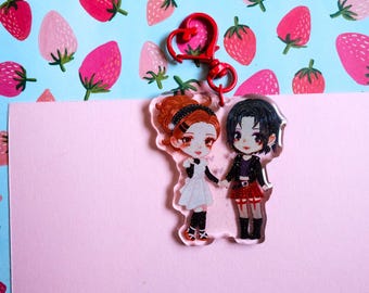 NANA Anime Keychain: Glitter Epoxy Acrylic Charm - Nana Osaki & Hachi