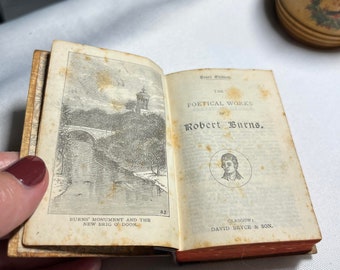 Rare Antique Victorian Mauchline Ware Robert Burns "Poetical Works" Miniature Book