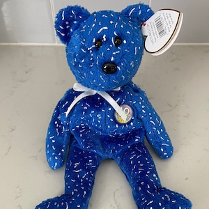Rare 2003 TY Beanie Baby Decade: Blue Stuffed Bear with Tag Error