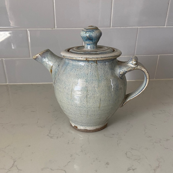 Vintage Maddox Pottery 7" Teapot in Beautiful Light Blue, Brown and Sand Tone Glazes Signed on the Bottom-Great Gift, Collectible or Decor