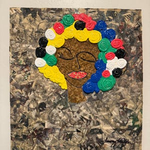 Mixed Media Original Art: &quot;Chiquita&quot; by Tammy Vaughn - Banana Sticker Collage