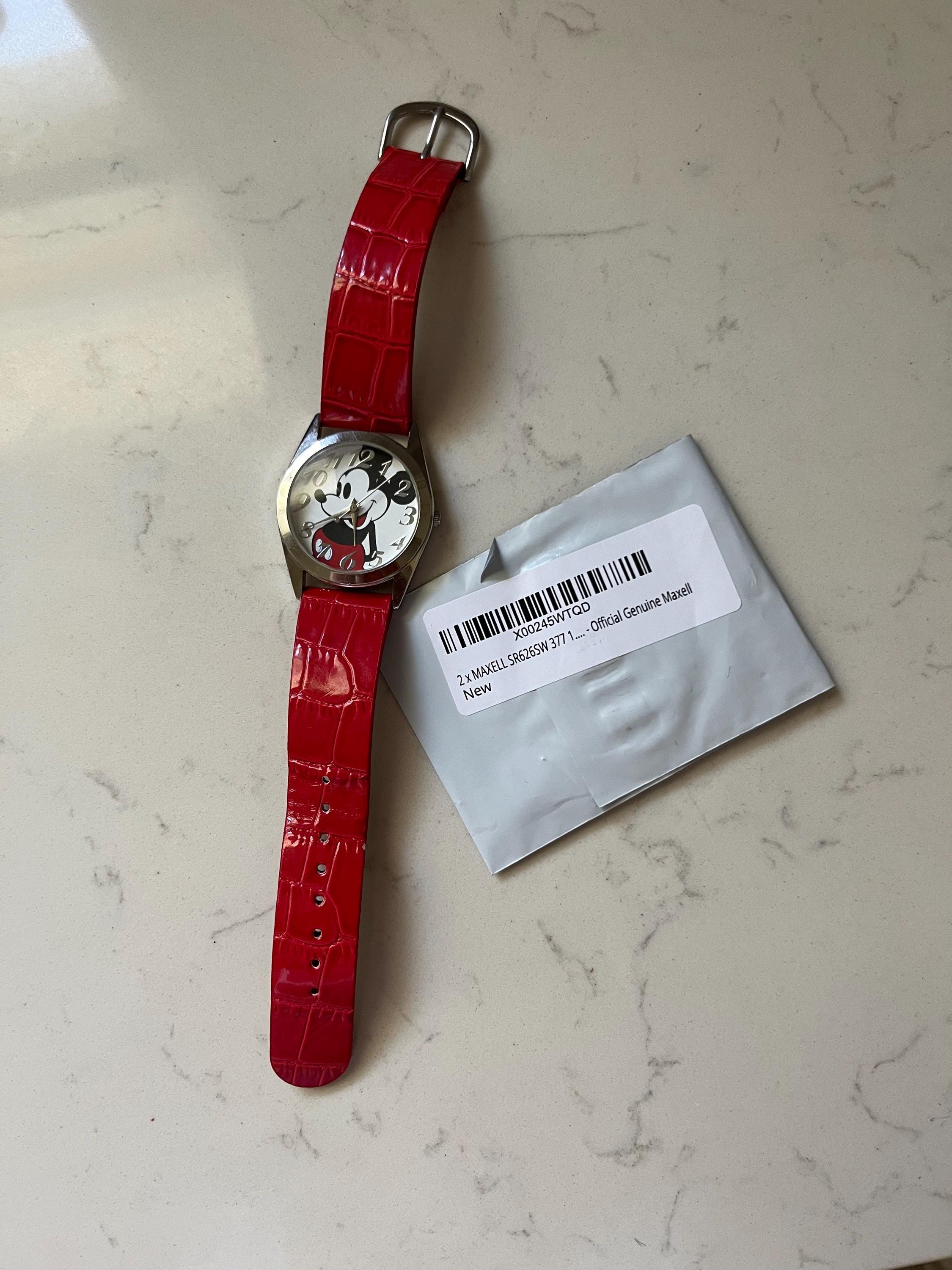 Vintage 90s Disney Mickey Mouse Quartz Watch Red Leather Band - Read Description Disney Limited Edition Mickey Mouse Watch- Vintage Disney  main image 2