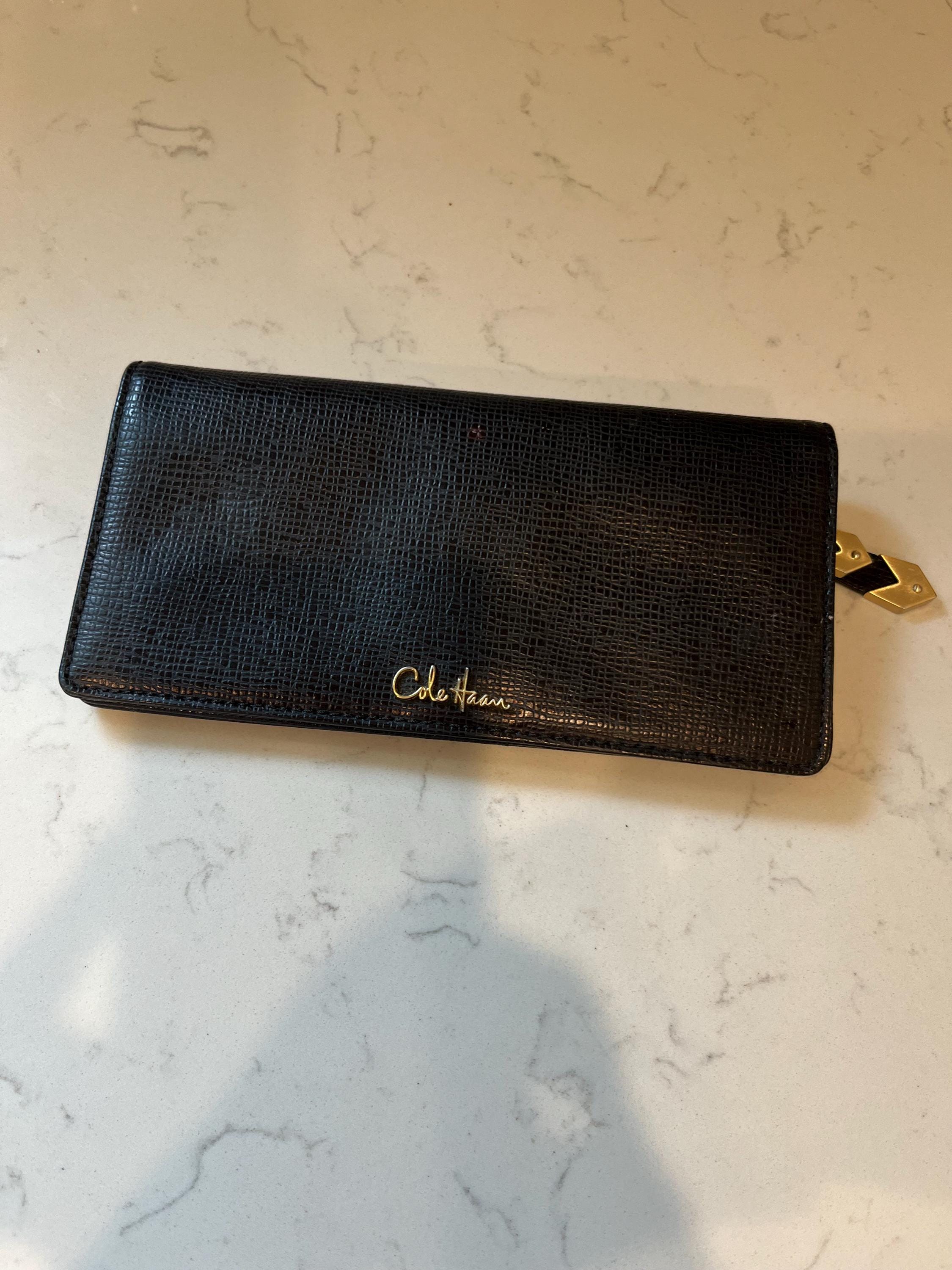 Vintage Black Textured Leather Cole Haan Bifold Wallet: 8 