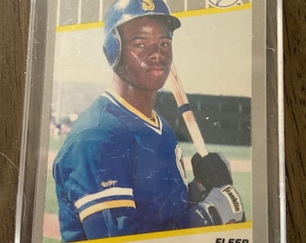 1989 Fleer Ken Griffey Jr. M's Outfield Card in hard acrylic case