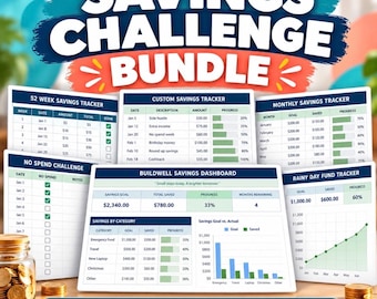 Spar-Challenge-Paket | 52-Wochen-Spar-Tracker & Zielplaner für Google Tabellen | BuildWell