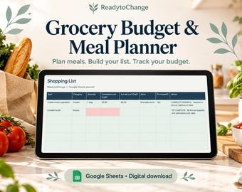 Lebensmittelbudget- und Speiseplaner für Google Tabellen | Vorratskammer-Inventar und automatische Einkaufsliste