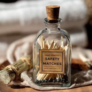 Safety Matches in Corked Apothecary Jar | Match Jar with Striker