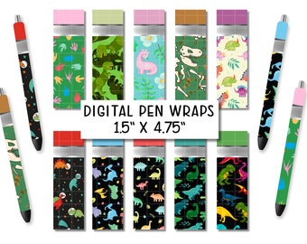 Dinosaur Pencil Pen Wrap || PNG || Seamless Pen Wrap || Glitter Pen Wrap || Pen Wrap Bundle || Pen Wrap Sublimation||  Pen Wrap Waterslide