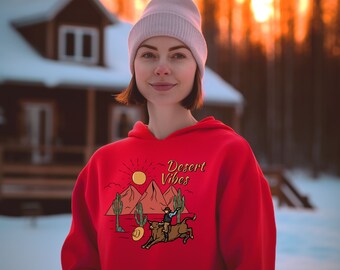 Felpa con cappuccio grafica western Arizona Vibes, felpa con cappuccio unisex Heavy Blend™, pullover a tema country, abbigliamento musicale country, felpa con cappuccio vintage