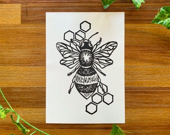 Bee Original Block Print