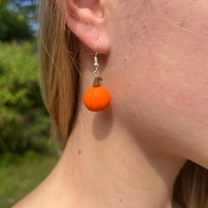 Polymer Clay Pumpkin Earrings | Fall Dangle Earrings