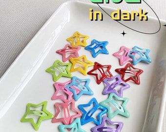 Glow in the Dark Star Hair Clips: Y2K Goth Punk Barrettes (2pcs)