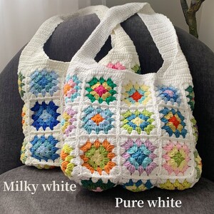 Crochet crossbody bag, Granny square shoulder bag, Crochet Purse, Cotton lining, Boho purse bag, Retro bag, Gift for women, Made in USA image 2