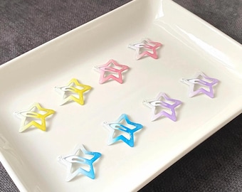Y2K Star Hair Clips: Gradient Color Barrettes (2pcs)