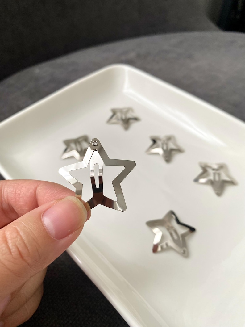6pcs Star Hair Clips Y2K silver star hair clips