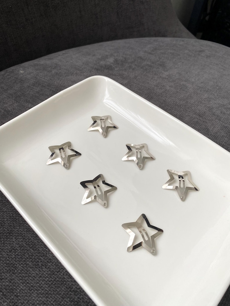 6pcs Star Hair Clips Y2K silver star hair clips