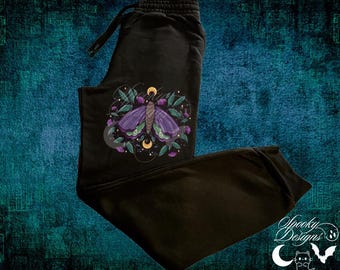 Witchy Moth moons Cottagecore gris noir bleu marine coton polyester pantalons de survêtement joggeurs homme unisexe