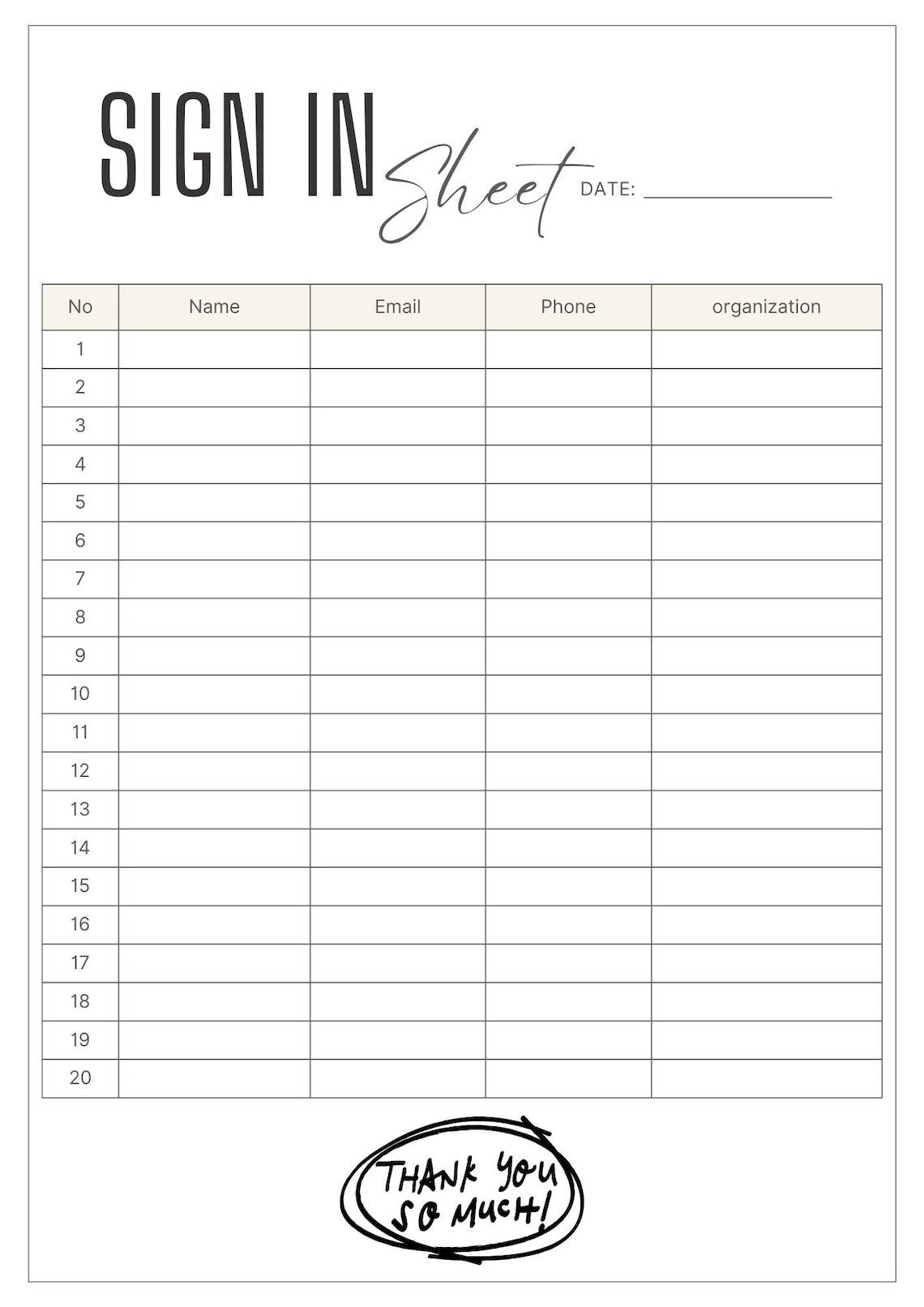 Sign in Sheet - Etsy
