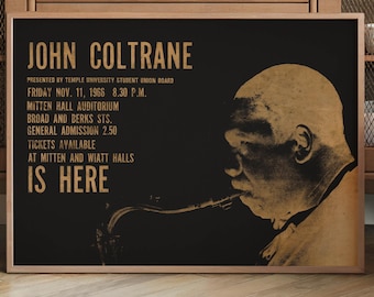 Pôster do show de John Coltrane - Raríssimo - 1966, Temple University, Filadélfia