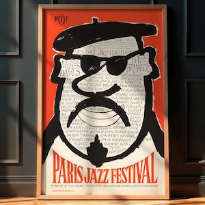 Vintage Jazz Concert Poster, 1964 French Newport Jazz Fest, Jazz Music Memorabilia, Retro Wall Art, Miles Davis, Sister Rosetta Tharpe