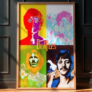 The Beatles Vintage Psychedelic Poster - Rock and Roll Wall Art