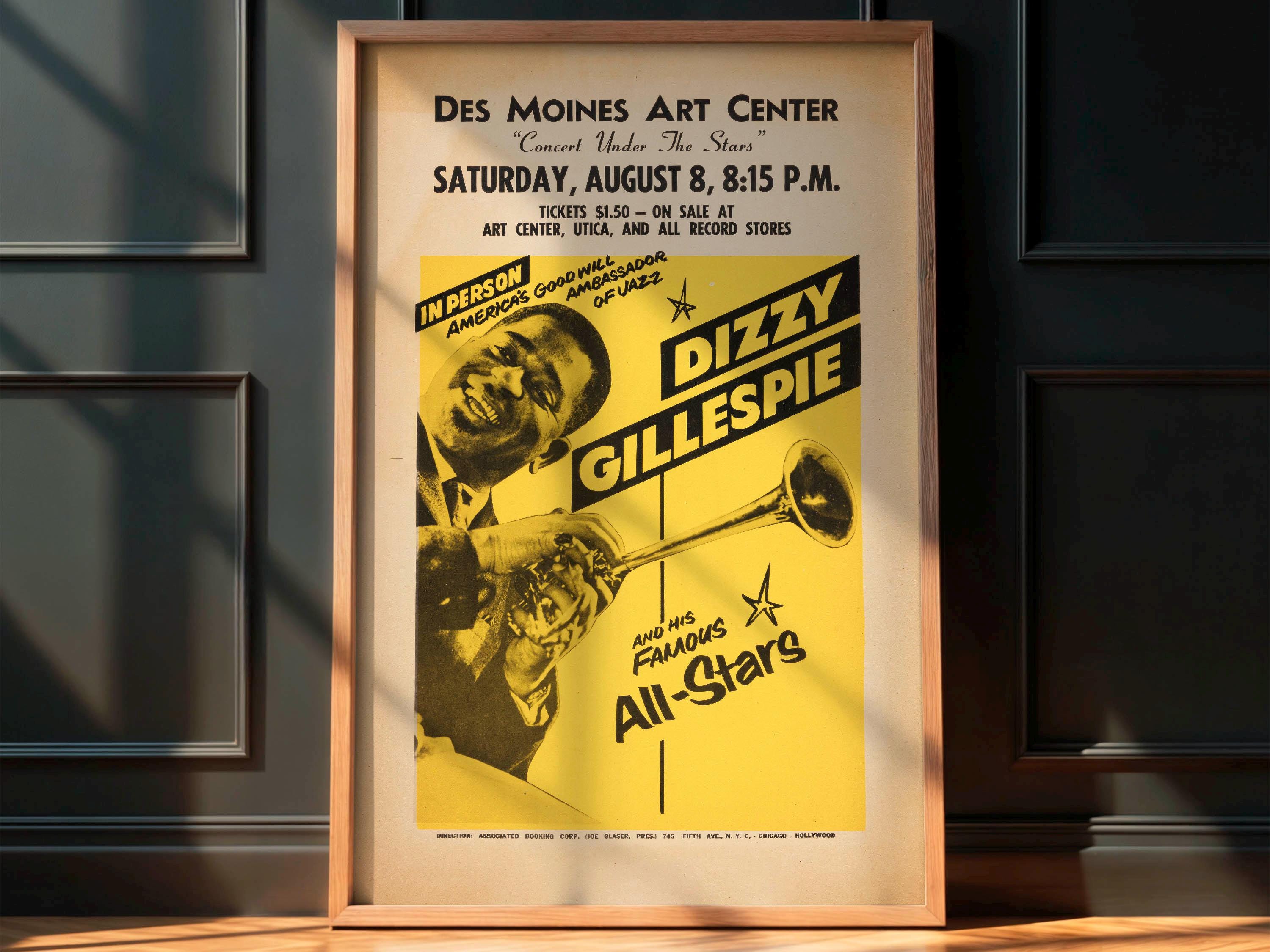 Dizzy Gillespie 1960s Concert Poster - Bebop Jazz Legend Print