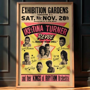 Ike and Tina Turner 1964 Vintage Concert Poster, R&B Soul Funk Wall Art, Retro Rock Memorabilia Print, Music Wall Decor