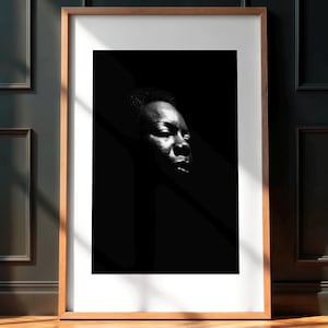 Nina Simone Portrait Photo Print - Vintage Jazz n Soul Legend Poster, Dramatic Black Music Icon Wall Art, Classic Music Photography